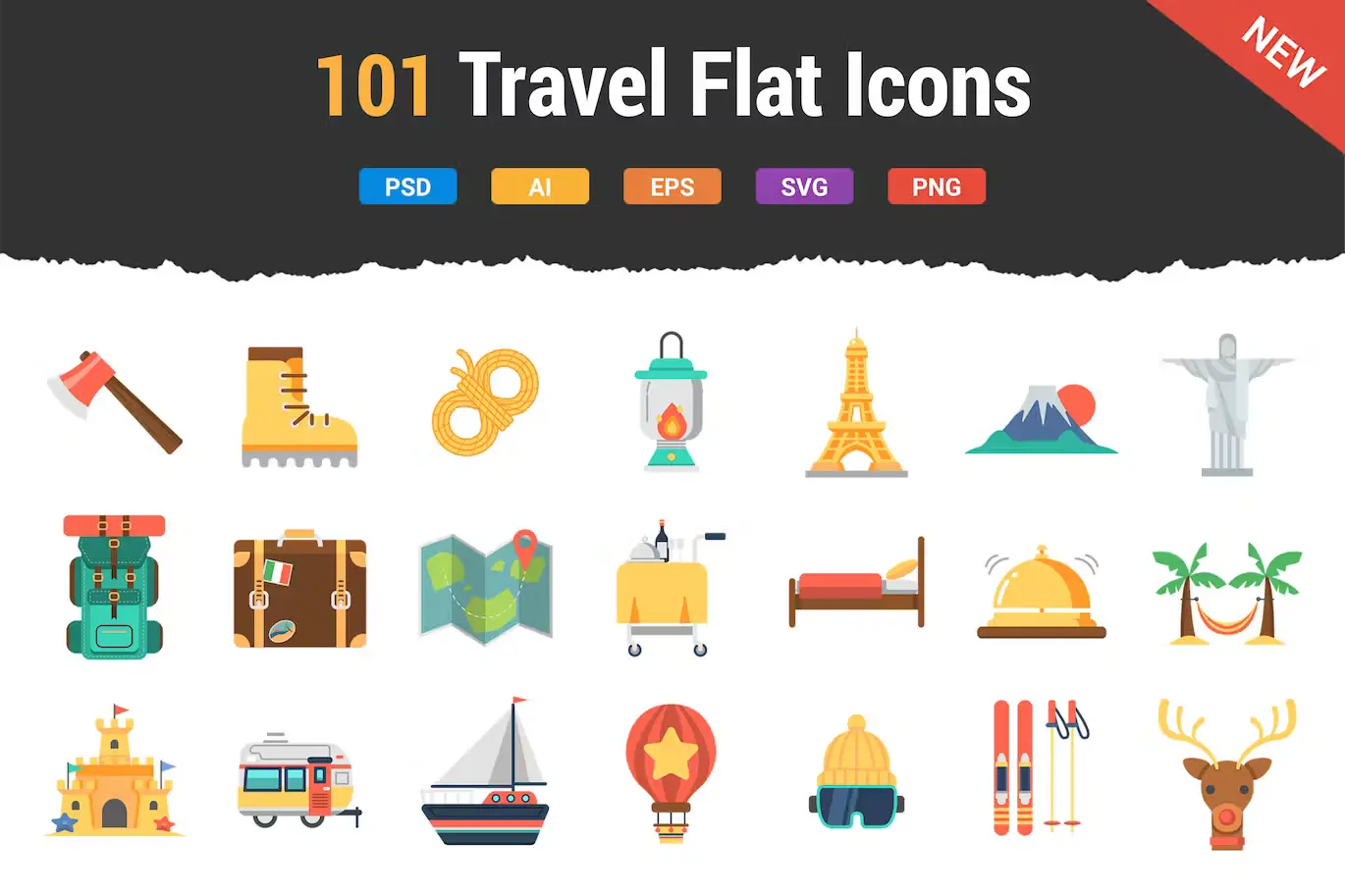 101 Travel Flat Icons