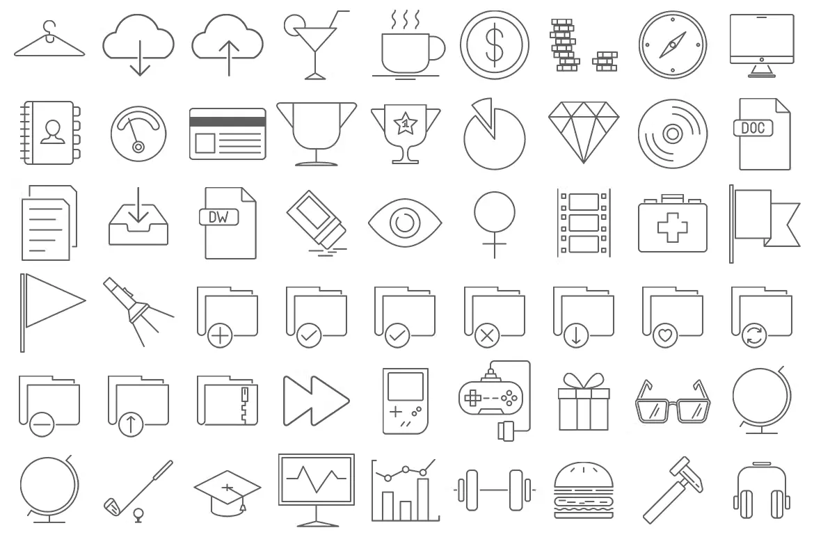 500 Line Icons Colored and Black & White 3