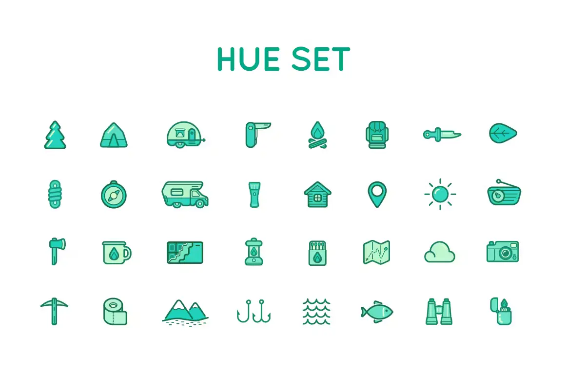 Camping Color and Outlined Icons with Logotypes5