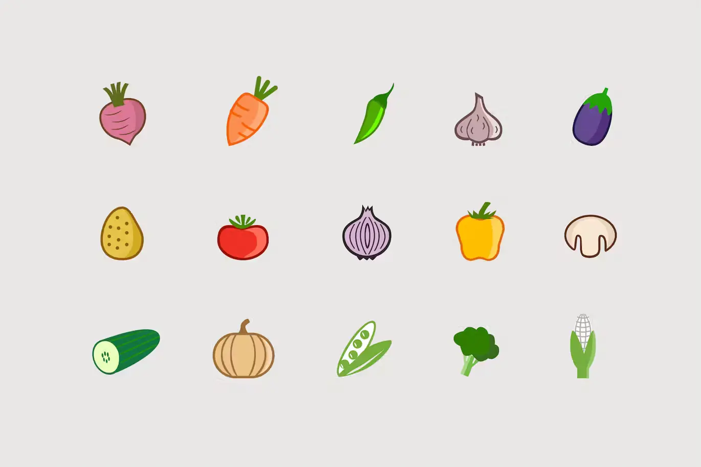 15 Vegetable Icons
