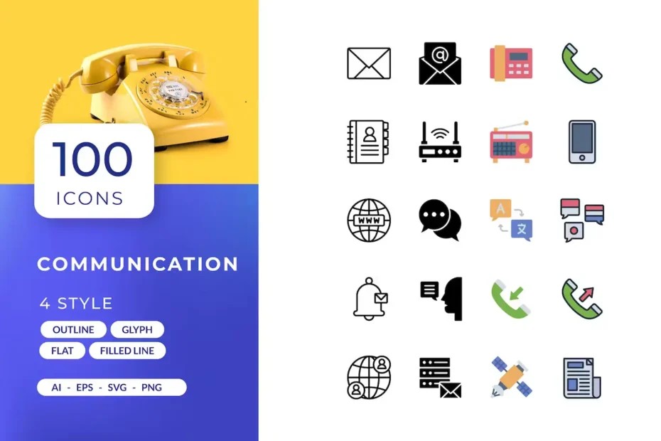4 Style 100 Communication Icons