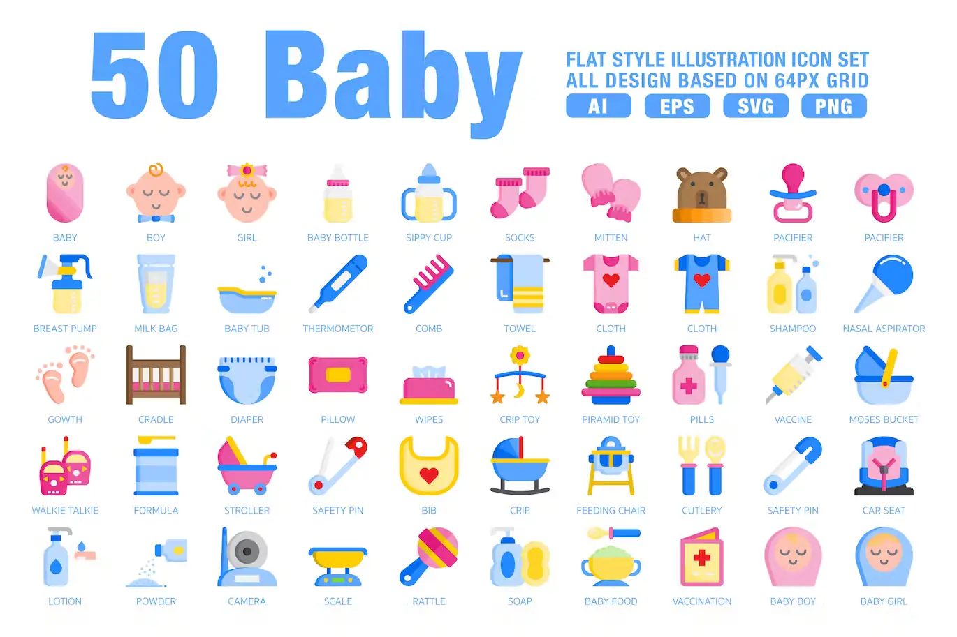 50 Baby Flat Style Icons