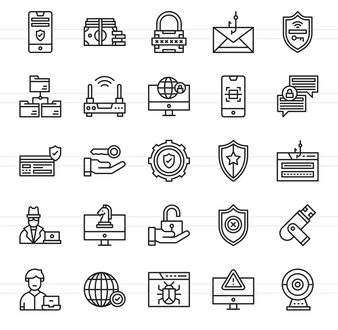 50 Internet Security Line Vector Icons 2