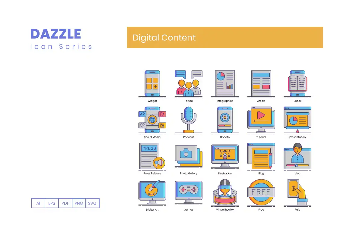 80 Digital Content Icons - Dazzle Series 6