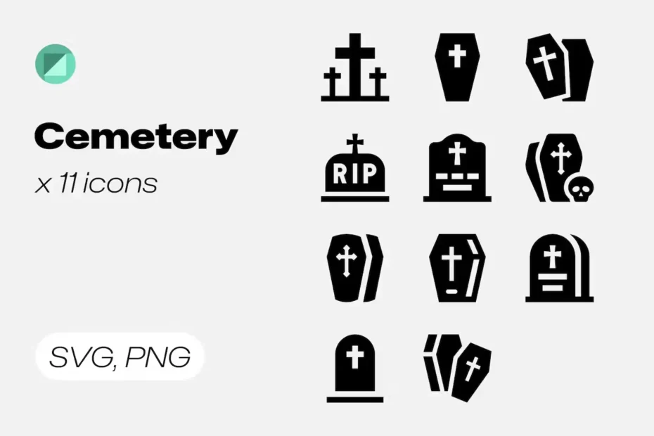 Basic icons Solid Cemetery Icons