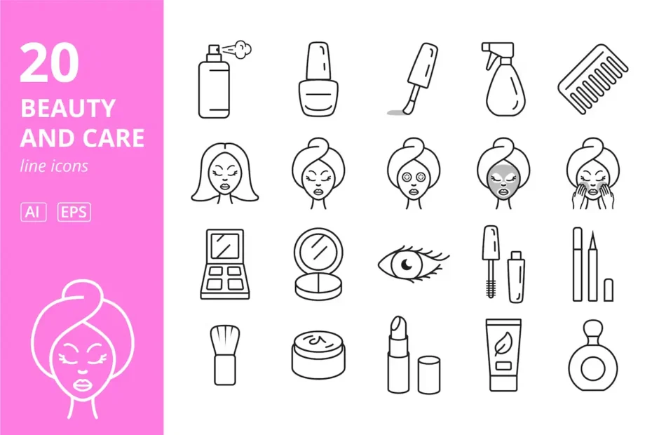 Beauty and Care Icons Set