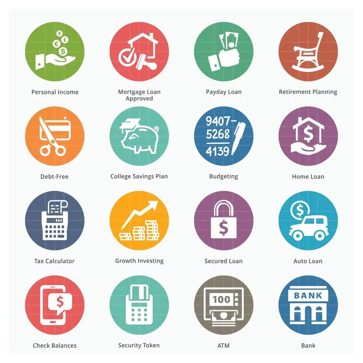 Colored Personal & Business Finance Icons - Set 2 1