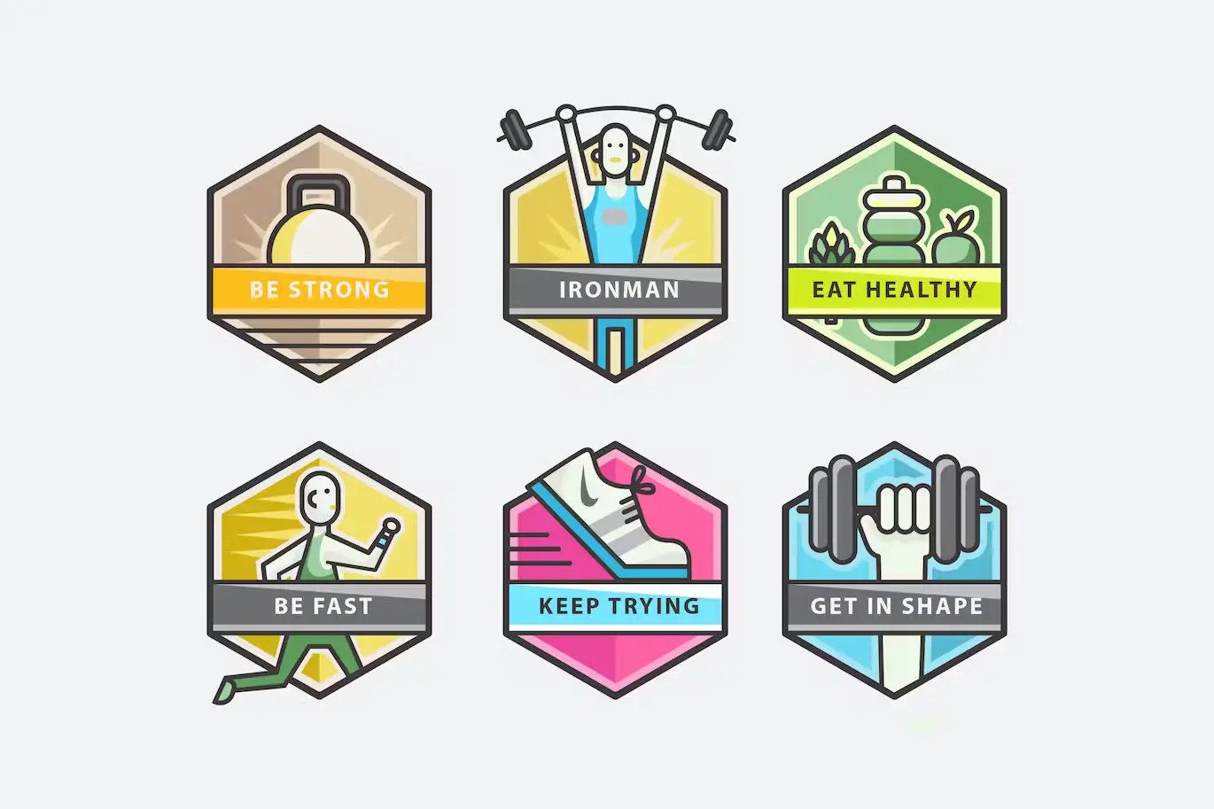 Fitness Hexagon Badges