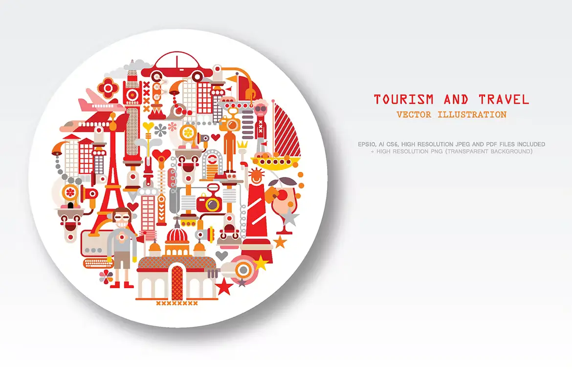 Travel And Tourism Round Shape Vector Illustration