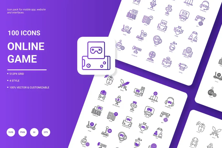 100 Online Game Icons Pack