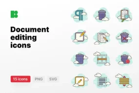 15 Document Editing Themed Icons