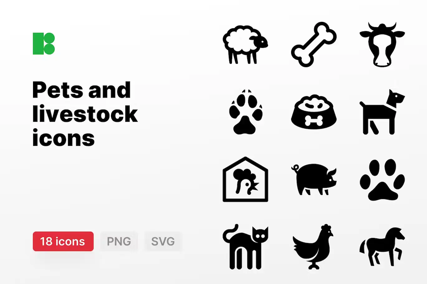 18 Pets and Livestock Icons - PNG and SVG