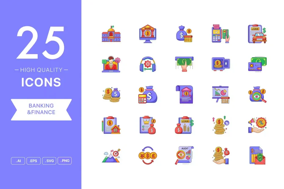 25 High Quality Banking And Finance Icon Set