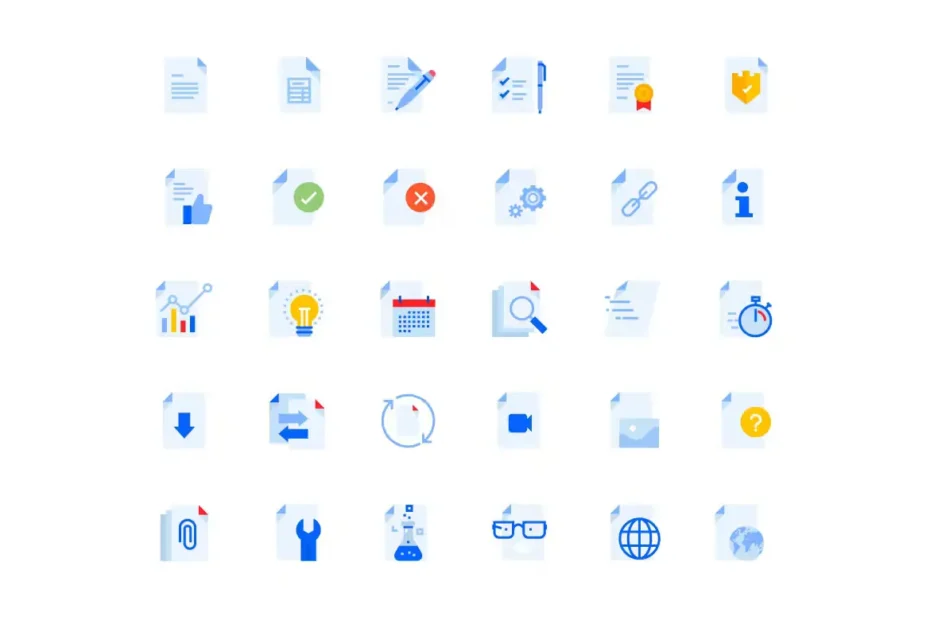 30 Original Flat Document Icons Set