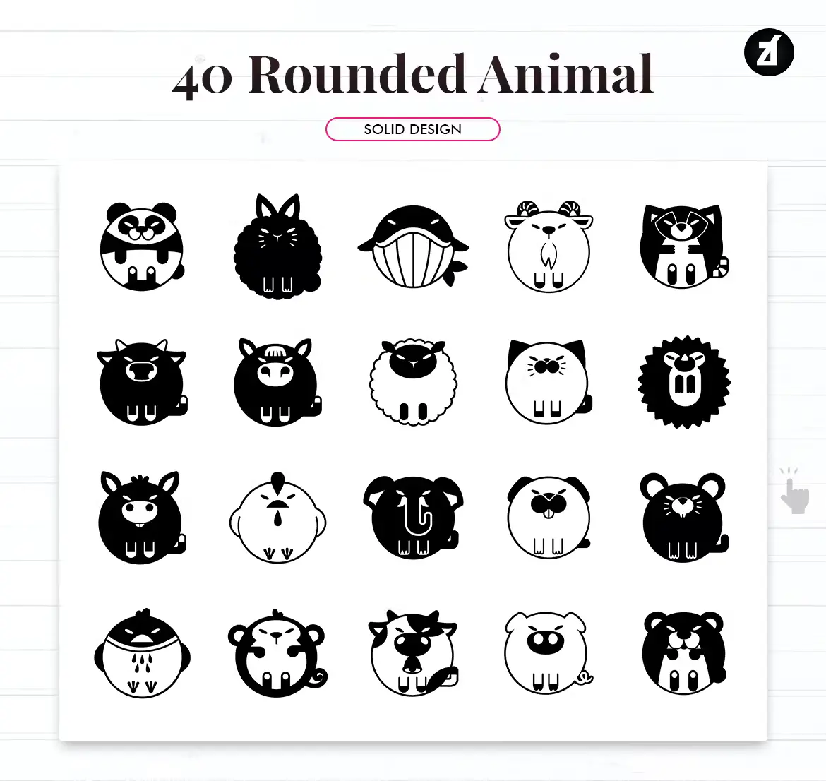 40 Rounded Animals Icons 3
