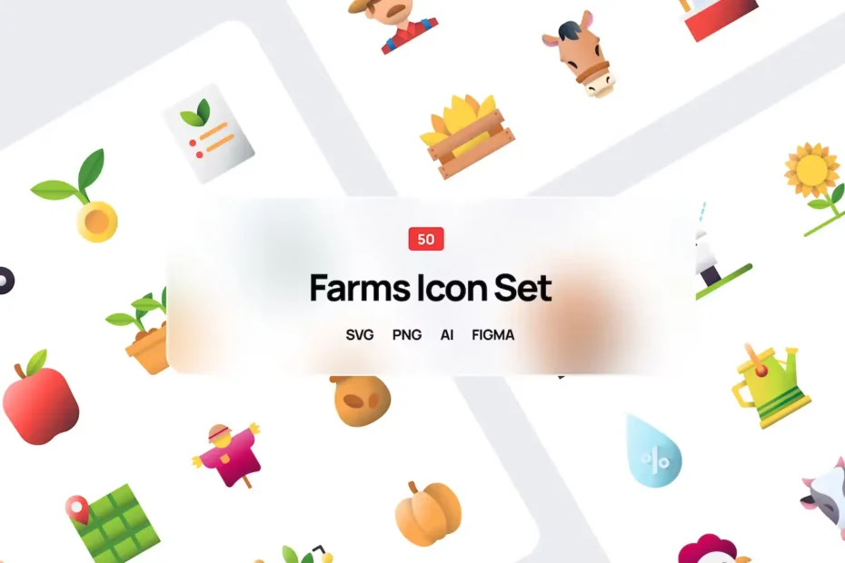 50 Farm Icons Set - SVG PNG AI and FIGMA
