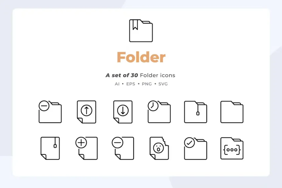 Basic Line 30 Folder and Document Icons