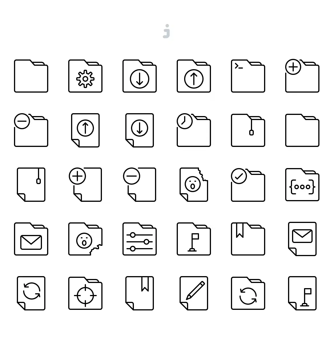 Basic Line 30 Folder and Document Icons1