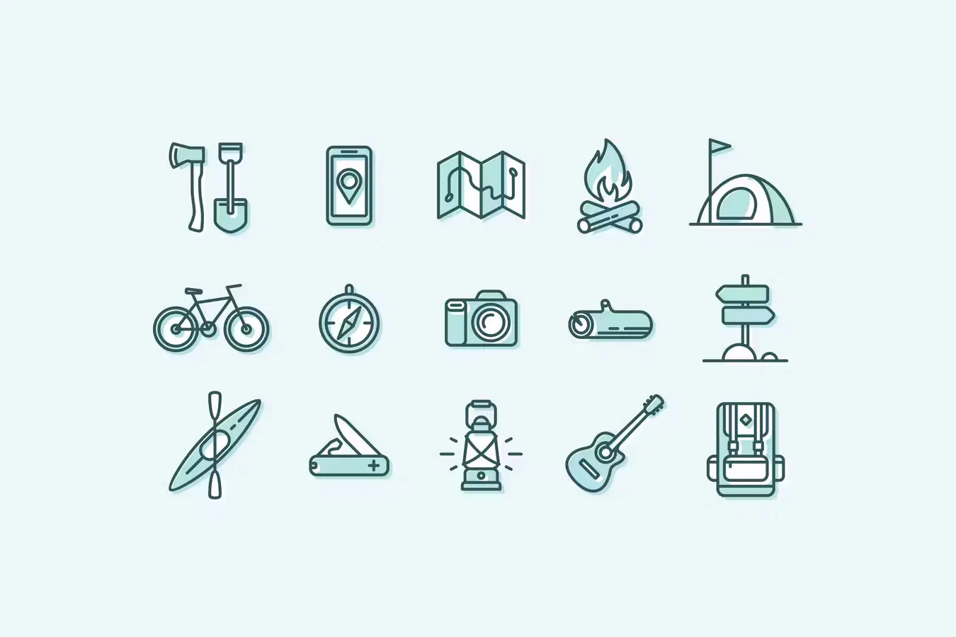 Camping and Hiking Icons 1