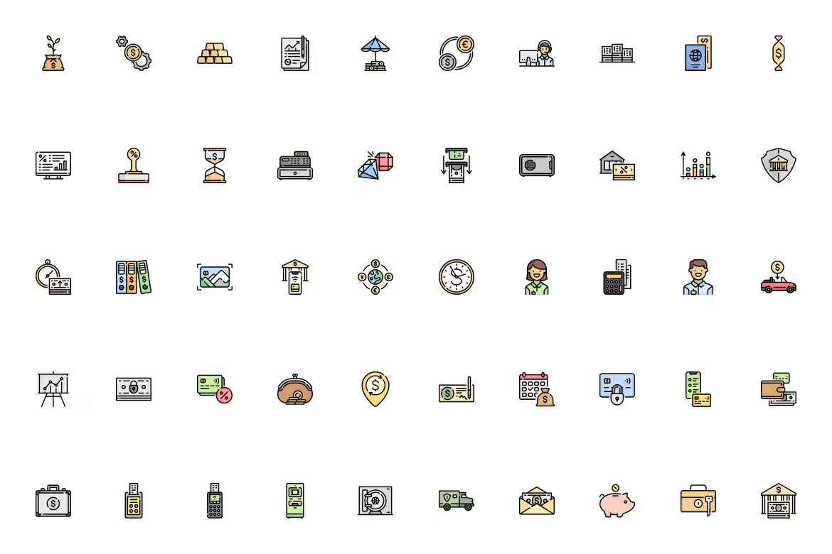 Easy to Customize 50 Banking Icons 1