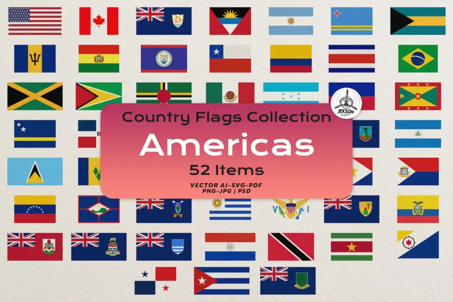 Flags Icon Set Americas Original Flag Collection