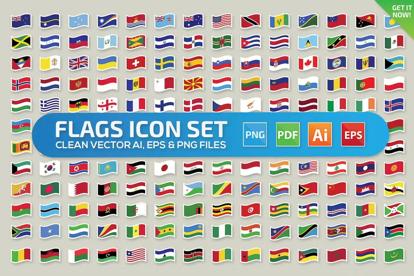 Flags Icon Set Vector