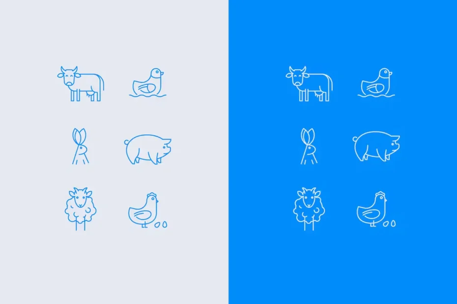 Set of Vector Farm Animals Icons