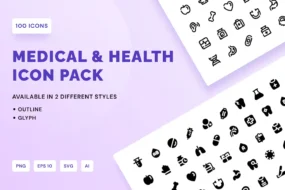 100 Medical & Health Icons Pack