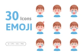 30 Flat Emoji Icons