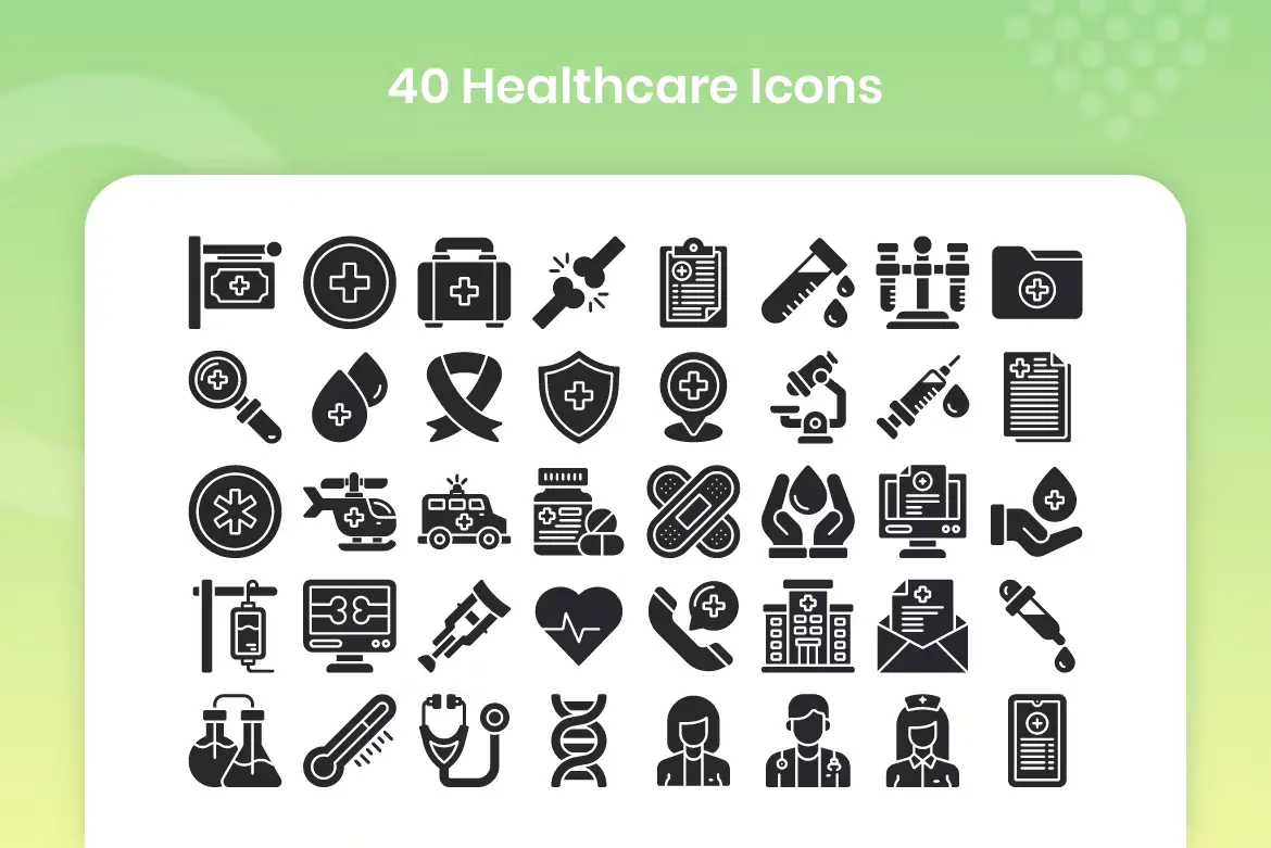 40 Healthcare Icons Set - Glyph1