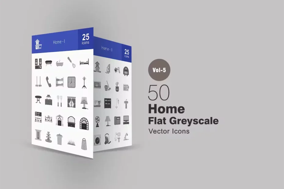 50 Home Greyscale Icons