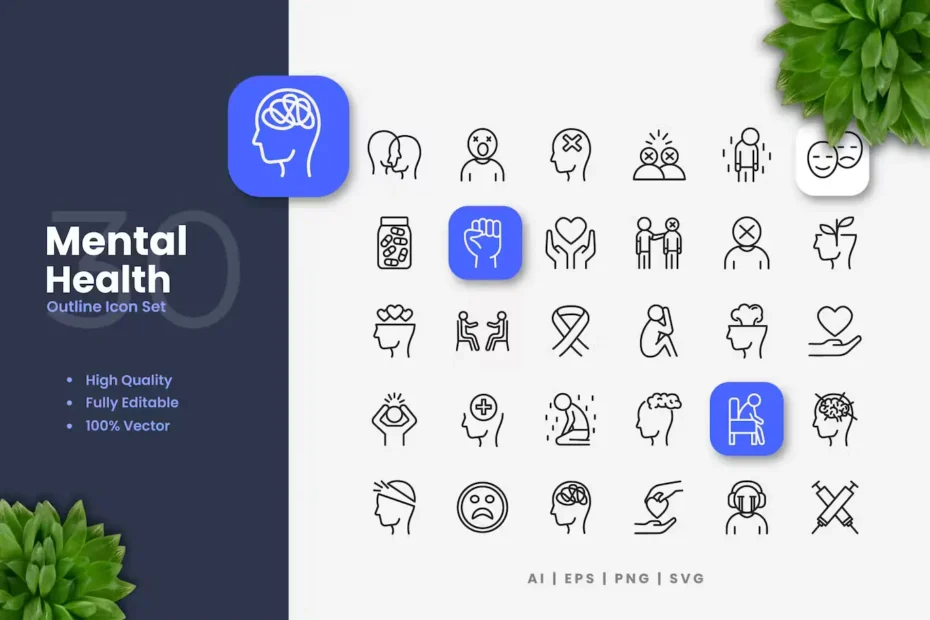 Mental Health Outline Icons