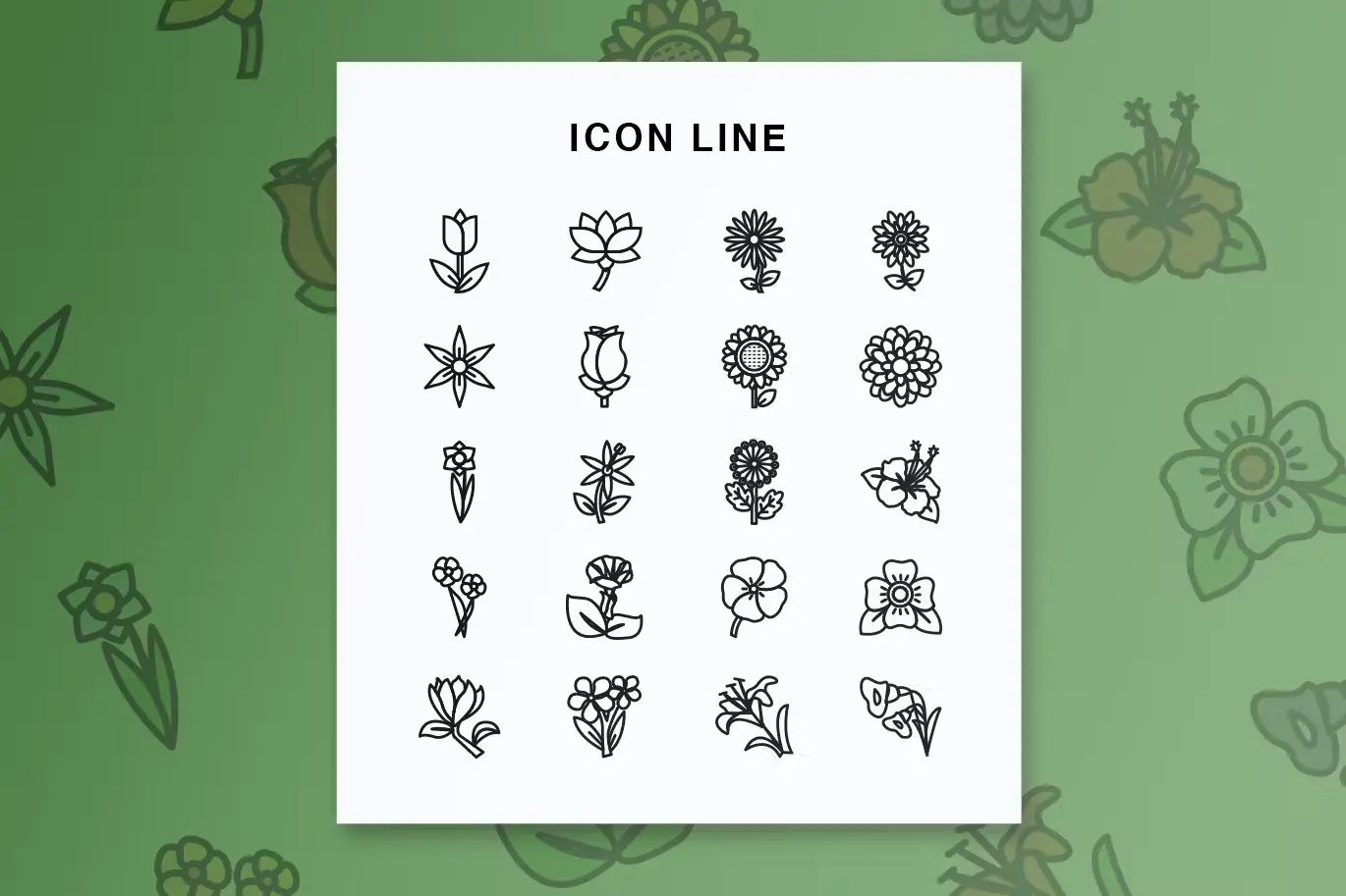 20 Flowers Icon Set in 2 Styles1