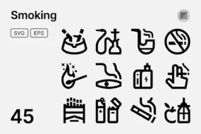 45 Basicons / Line / Smoking Icons