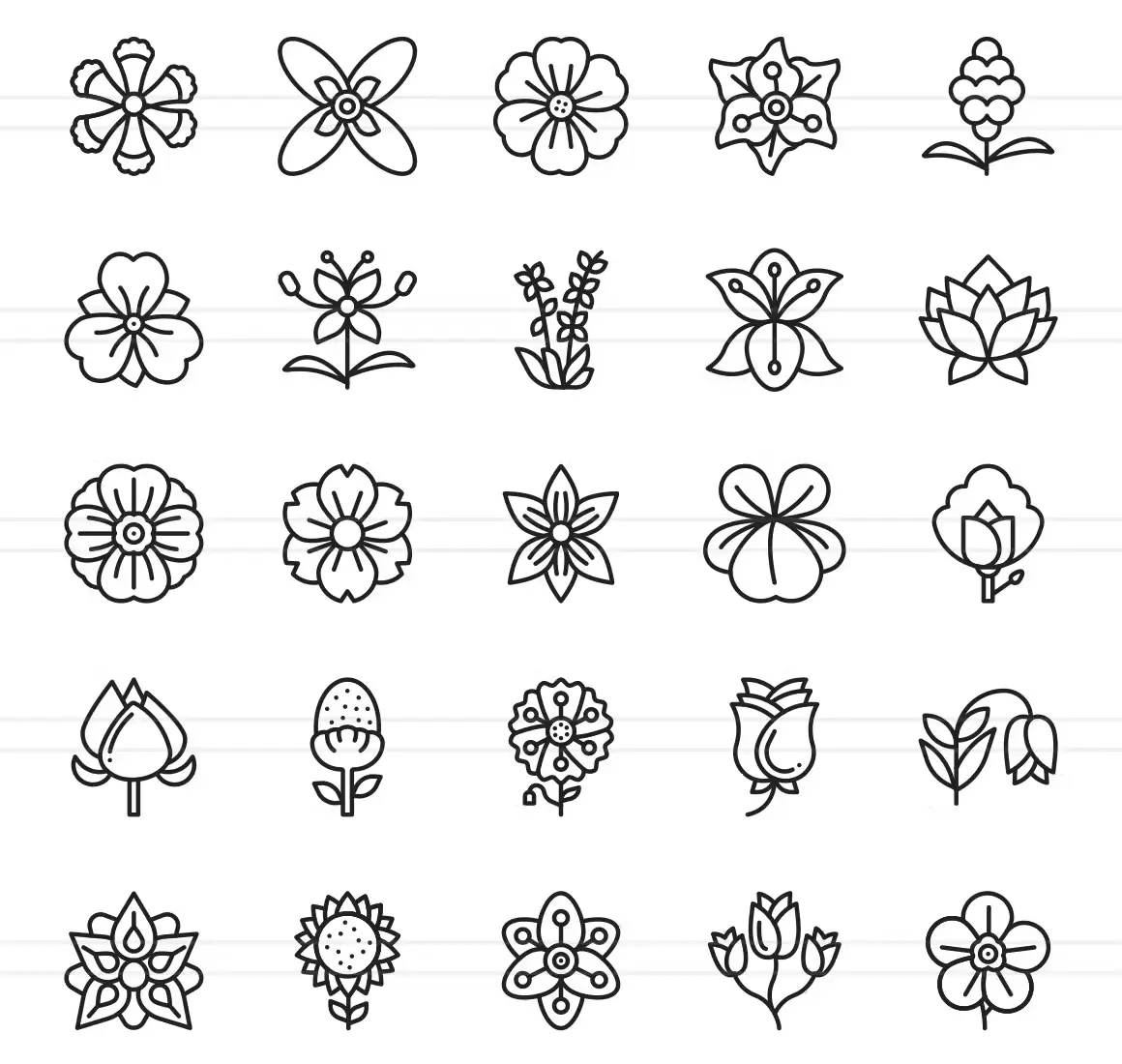 50 Flowers Line Icons1