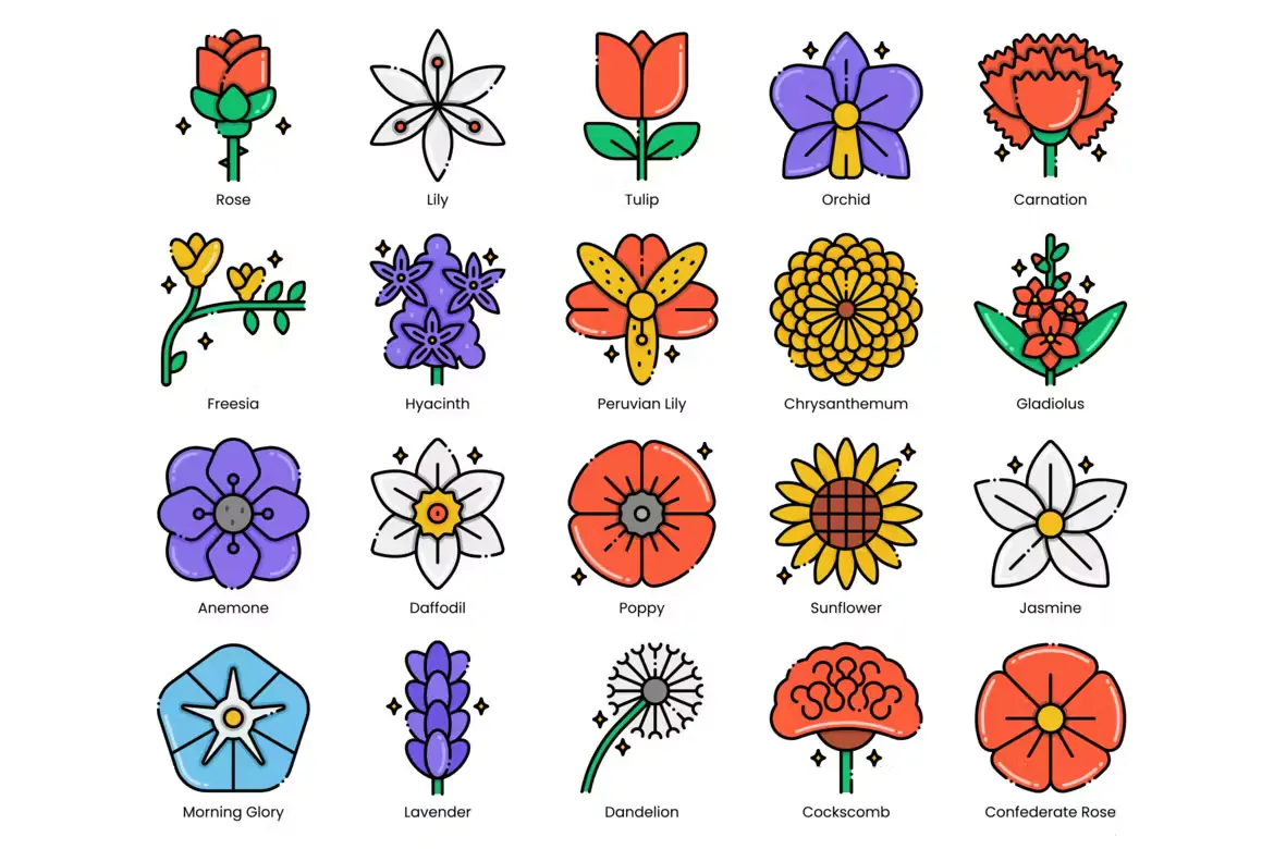 55 Flower Icons - Aesthetics Series2