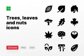 Trees, Leaves and Nuts Icons